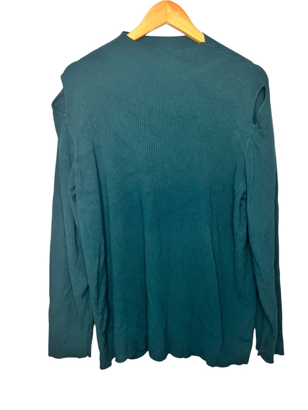 Lane Bryant Dark Teal Ribbed Cold Shoulder Mock Neck Sweater Size 22/24 Fall - Picture 2 of 8